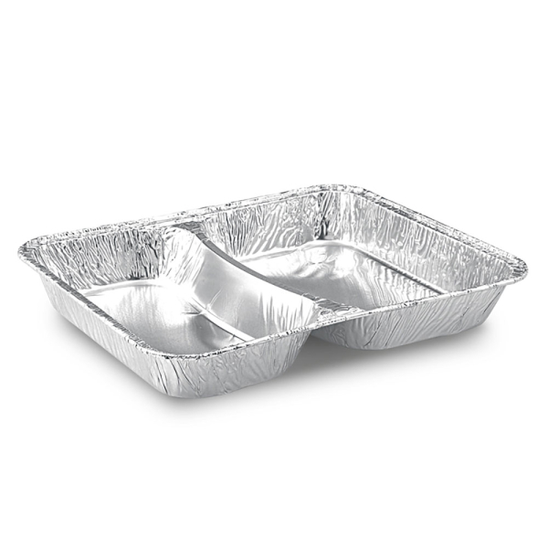 Aluschalen Menüschalen 2-geteilt 810 ml 22,7x17,7x3 cm (100 Stk.)